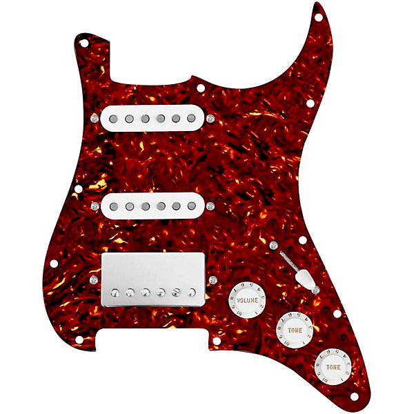 920d Custom HSS Loaded Pickguard For Strat With A Nickel Smoothie Humbucker, White Texas Vintage Pickups and White Knobs T...