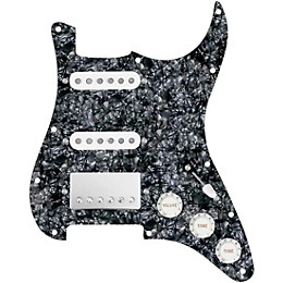 920d Custom HSS Loaded Pickguard For Strat With A Nickel Smoothie Humbucker, White Texas Vintage Pickups and White Knobs Black Pearl