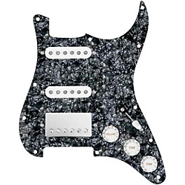 ... 920d Custom HSS Loaded Pickguard For Strat With A Nickel Smoothie Humbucker, White Texas Vintage Pickups and White Knobs Black Pearl