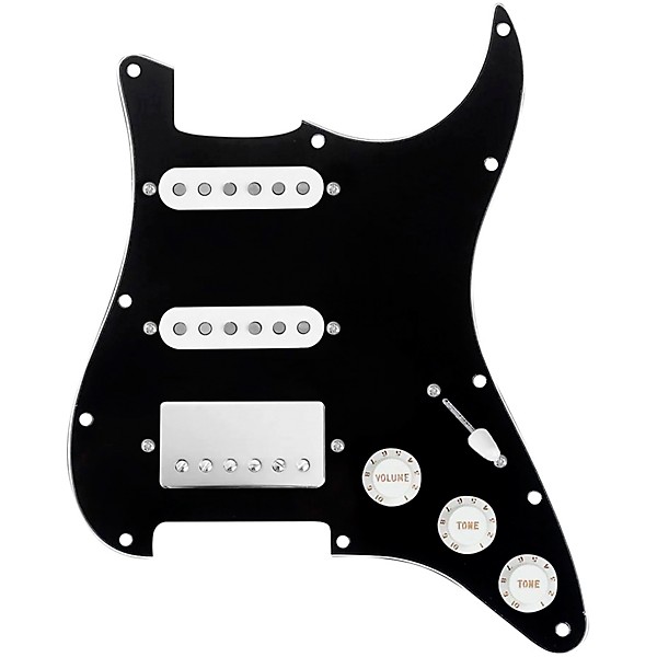 920d Custom HSS Loaded Pickguard For Strat With A Nickel Smoothie Humbucker, White Texas Vintage Pickups and White Knobs B...