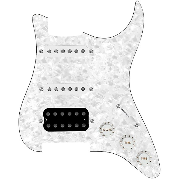 920d Custom HSS Loaded Pickguard For Strat With An Uncovered Cool Kids Humbucker, White Texas Grit Pickups and Black Knobs...