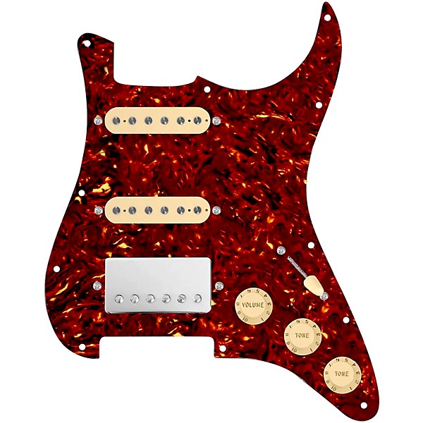 920D Custom HSS Loaded Pickguard for Strat With Nickel Cool Kids Humbucker, Aged White Texas Grit Pickups & Black Knobs To...