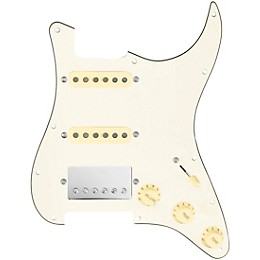 920d Custom HSS Loaded Pickguard For Strat With A Nickel Cool Kids Humbucker, Aged White Texas Grit Pickups and Black Knobs Parchment
