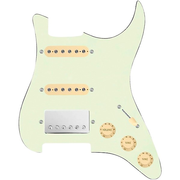 920d Custom HSS Loaded Pickguard For Strat With A Nickel Cool Kids Humbucker, Aged White Texas Grit Pickups and Black Knob...