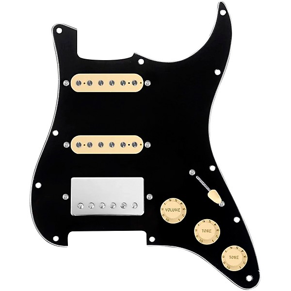 920d Custom HSS Loaded Pickguard For Strat With A Nickel Cool Kids Humbucker, Aged White Texas Grit Pickups and Black Knob...