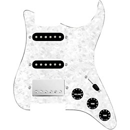 920d Custom HSS Loaded Pickguard For Strat With A Nickel Smoothie Humbucker, Black Texas Vintage Pickups and Black Knobs White Pearl