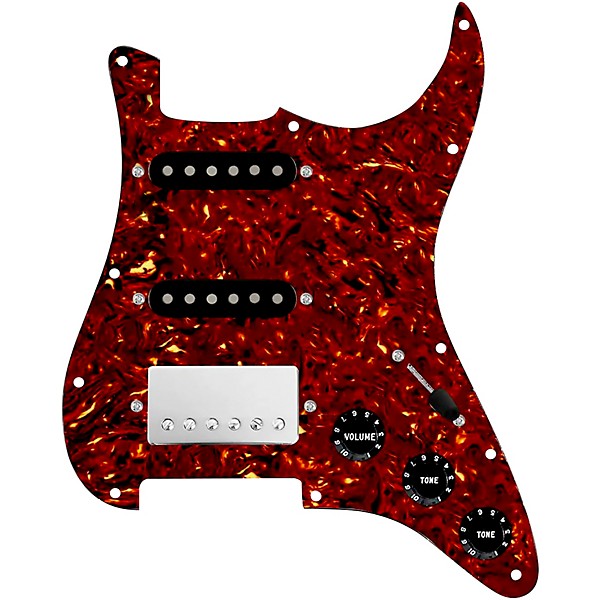 920d Custom HSS Loaded Pickguard For Strat With A Nickel Smoothie Humbucker, Black Texas Vintage Pickups and Black Knobs T...