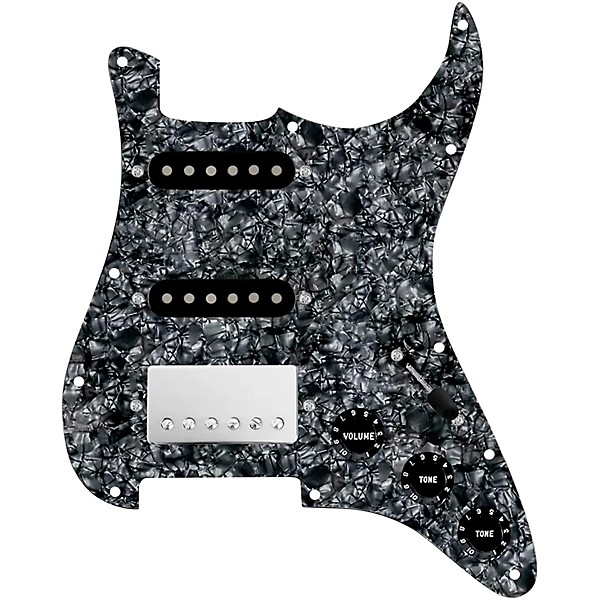 920d Custom HSS Loaded Pickguard For Strat With A Nickel Smoothie Humbucker, Black Texas Vintage Pickups and Black Knobs B...