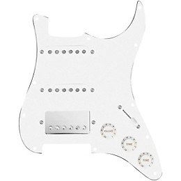 920d Custom HSS Loaded Pickguard For Strat With A Nickel Cool Kids Humbucker, White Texas Grit Pickups and Black Knobs White
