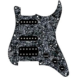 920d Custom HSS Loaded Pickguard For Strat With An Uncovered Cool Kids Humbucker, Black Texas Grit Pickups and Black Knobs Black Pearl