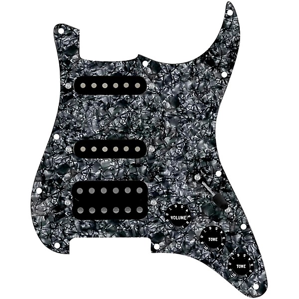920d Custom HSS Loaded Pickguard For Strat With An Uncovered Cool Kids Humbucker, Black Texas Grit Pickups and Black Knobs...