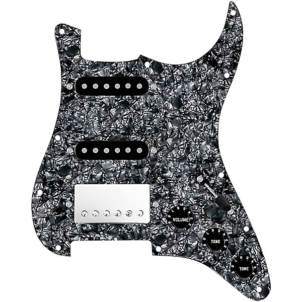 920d Custom HSS Loaded Pickguard For Strat With A Nickel Cool Kids Humbucker, Black Texas Grit Pickups and Black Knobs Bla...