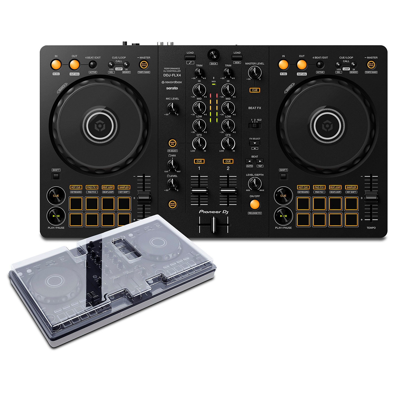 Pioneer DJ DDJ FLX4 and Decksaver Cover Bundle | Guitar Center