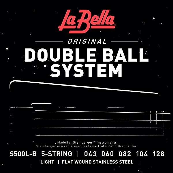 La Bella S500L-B Double Ball System Flat Wound 5 String Bass Strings Light (43 - 128)