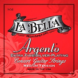 La Bella S Argento Extra-Fine Silver-Plated Concert Guitar Strings Medium Tension
