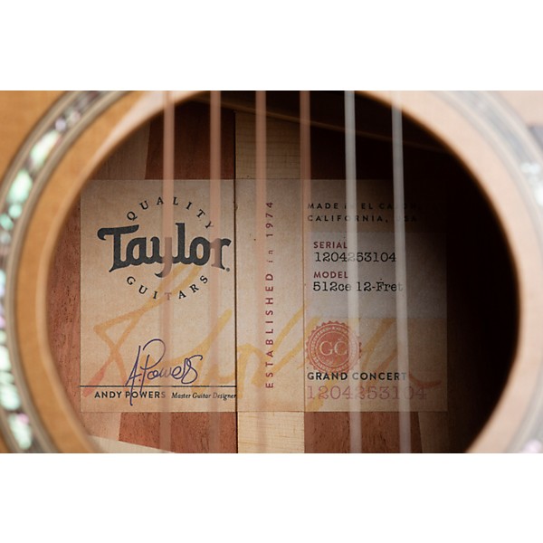 Taylor 512ce Grand Concert 12-Fret Acoustic-Electric Guitar Shaded Edge Burst