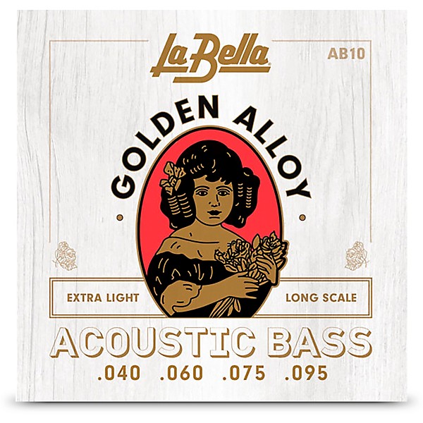 La Bella Golden Alloy Long Scale Acoustic Bass Strings Extra Light (40 - 95)