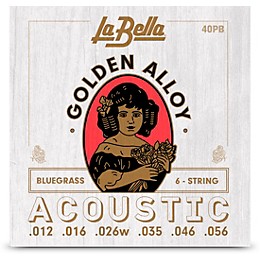 La Bella Golden Alloy 6-String Acoustic Guitar Strings Bluegrass (12 - 56)