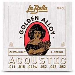 La Bella Golden Alloy 6-String Acoustic Guitar Strings Custom Light (11-52)