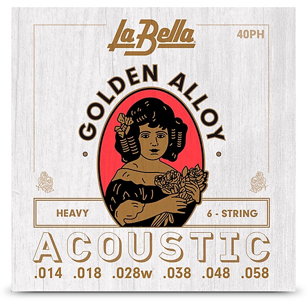 La Bella Golden Alloy 6-String Acoustic Guitar Strings Heavy (14 - 58)