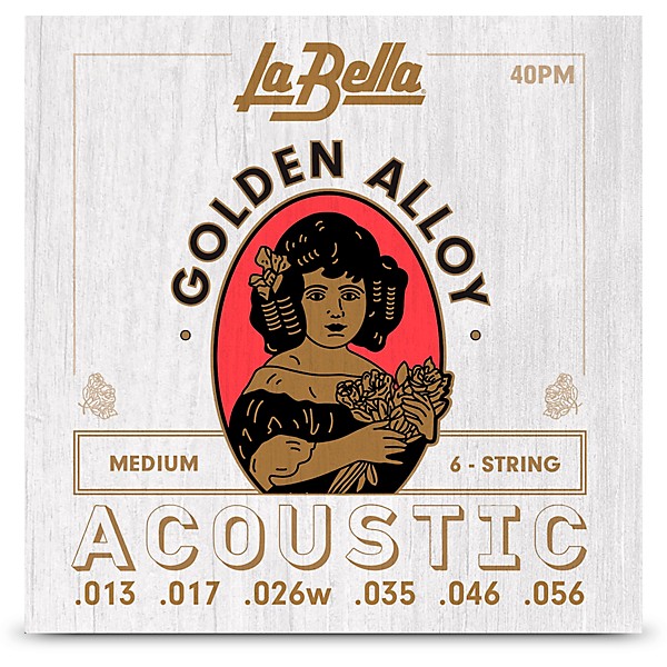 La Bella Golden Alloy 6-String Acoustic Guitar Strings Medium (13-56)