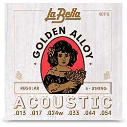 La Bella Golden Alloy 6-String Acoustic Guitar Strings Regular (13 - 54)