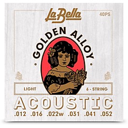 La Bella Golden Alloy 6-String Acoustic Guitar Stri... La Bella Golden Alloy 6-String Acoustic Guitar Strings Light (12 - 52)