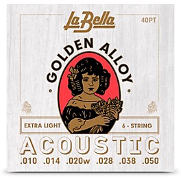 La Bella Golden Alloy 6-String Acoustic Guita... La Bella Golden Alloy 6-String Acoustic Guitar Strings Extra Light (10 - 50)