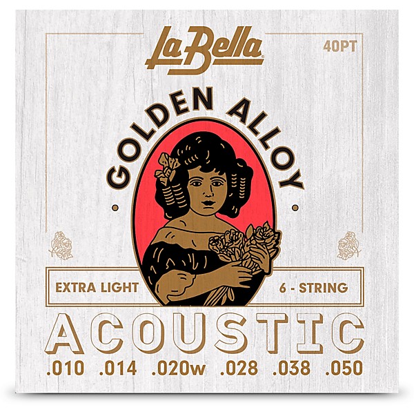 La Bella Golden Alloy 6-String Acoustic Guitar Strings Extra Light (10 - 50)