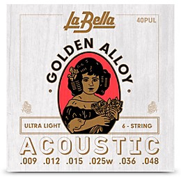 La Bella Golden Alloy 6-String Acoustic Guitar Strings Ultra Light (9 - 48)