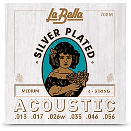 La Bella 700 Silver-Plated 6-String Acoustic Gu... La Bella 700 Silver-Plated 6-String Acoustic Guitar Strings Medium (13-56)