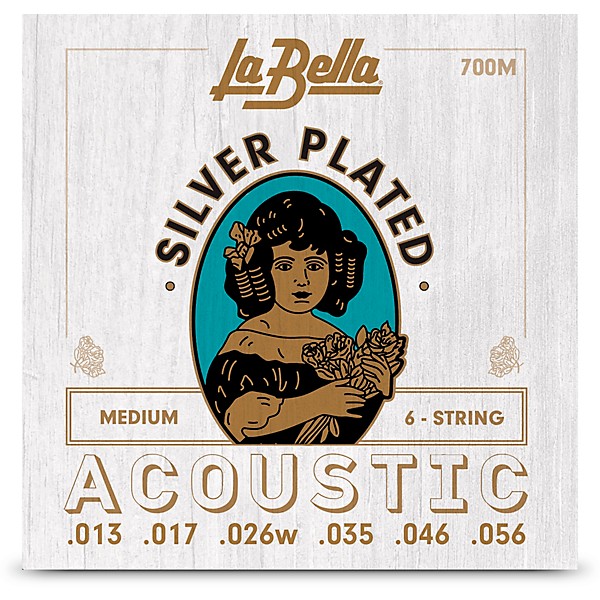 La Bella 700 Silver-Plated 6-String Acoustic Guitar Strings Medium (13-56)