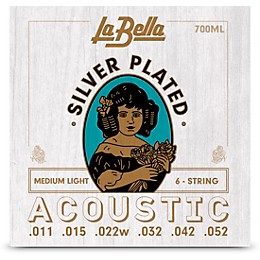 La Bella 700 Silver-Plated 6-String Acoustic Guitar Strings Medium Light (11 - 52)