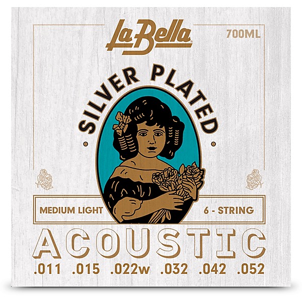 La Bella 700 Silver-Plated 6-String Acoustic Guitar Strings Medium Light (11 - 52)