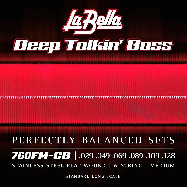 La Bella 760FM-CB Deep Talkin' Bass Stainless Steel Flat Wound 6-String Bass Strings Medium (29 - 128)