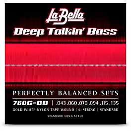 La Bella 760G-CB Deep Talkin Bass Gold White Nylon Tape Wound 6-String Bass Strings - Standard 43 - 135