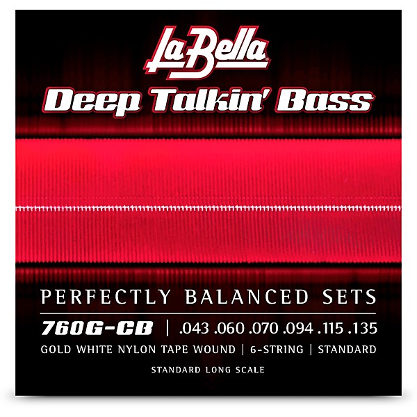 La Bella 760G-CB Deep Talkin Bass Gold White Nylon Tape Wound 6-String Bass Strings - Standard 43 - 135