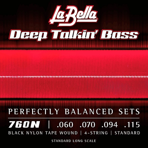 La Bella 760N Deep Talkin' Black Nylon Tape Wound 4-String Bass Strings - Standard 60 - 115