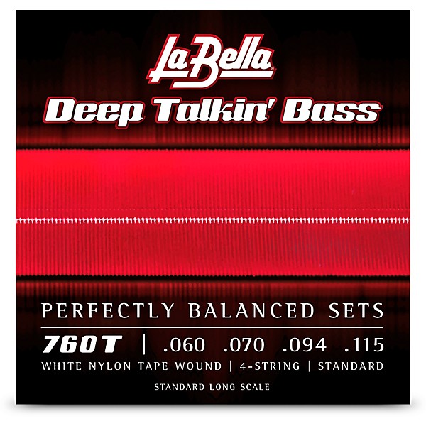 La Bella 760T Deep Talkin Bass White Nylon Tape Wound 4-String Bass Strings - Standard 60 - 115