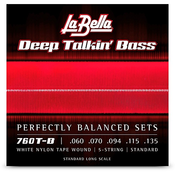 La Bella 760T-B Deep Talkin' Bass White Nylon Tape Wound 5-String Bass Strings - Standard 60 - 135
