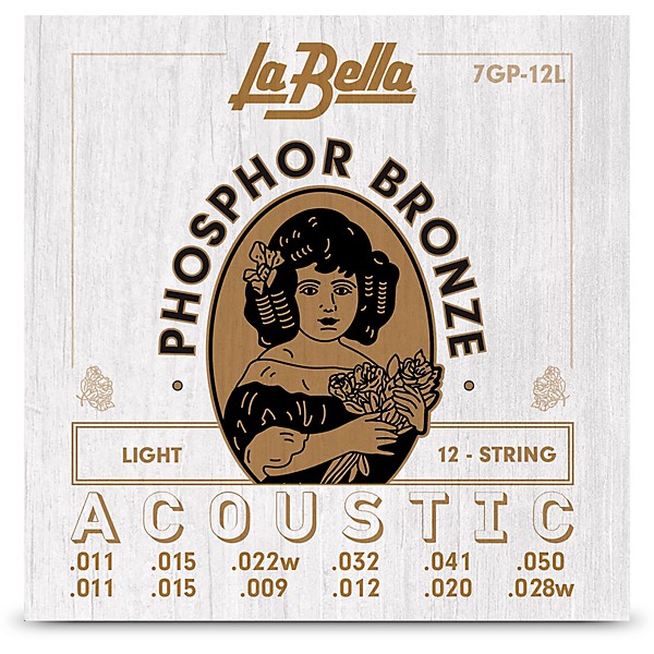 La Bella 7GP Phosphor Bronze 12-String Acoustic Guitar Strings Light