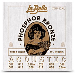 La Bella 7GP Phosphor Bronze 12-String Acoustic Guitar Strings Extra Light