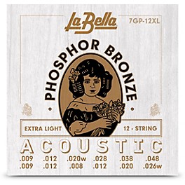 La Bella 7GP Phosphor Bronze 12-String Acoustic... La Bella 7GP Phosphor Bronze 12-String Acoustic Guitar Strings Extra Light