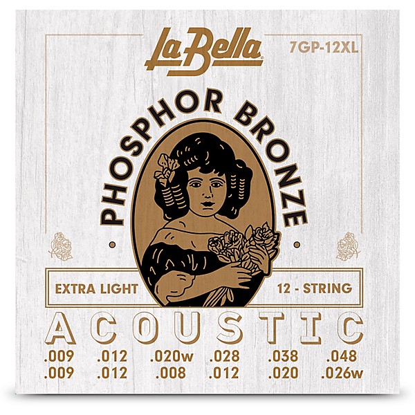 La Bella 7GP Phosphor Bronze 12-String Acoustic Guitar Strings Extra Light