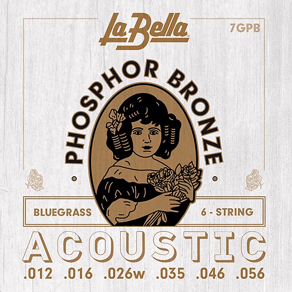 La Bella 7GP Phosphor Bronze 6-String Acoustic Guitar Strings Bluegrass (12 - 56)