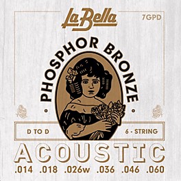 La Bella 7GP Phosphor Bronze 6-String Acous... La Bella 7GP Phosphor Bronze 6-String Acoustic Guitar Strings D to D (14 - 60)