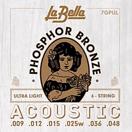 La Bella 7GP Phosphor Bronze 6-String A... La Bella 7GP Phosphor Bronze 6-String Acoustic Guitar Strings Ultra Light (9 - 48)