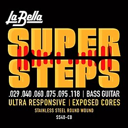 La Bella Super Steps Stainless Steel Exposed Cores 6-String Bass Strings Extra Light (29 - 118)