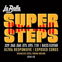 La Bella Super Steps Stain... La Bella Super Steps Stainless Steel Exposed Cores 6-String Bass Strings Extra Light (29 - 118)