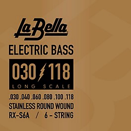 La Bella Rx Series Stainless Steel 6-String Ele... La Bella Rx Series Stainless Steel 6-String Electric Bass Strings 30 - 118